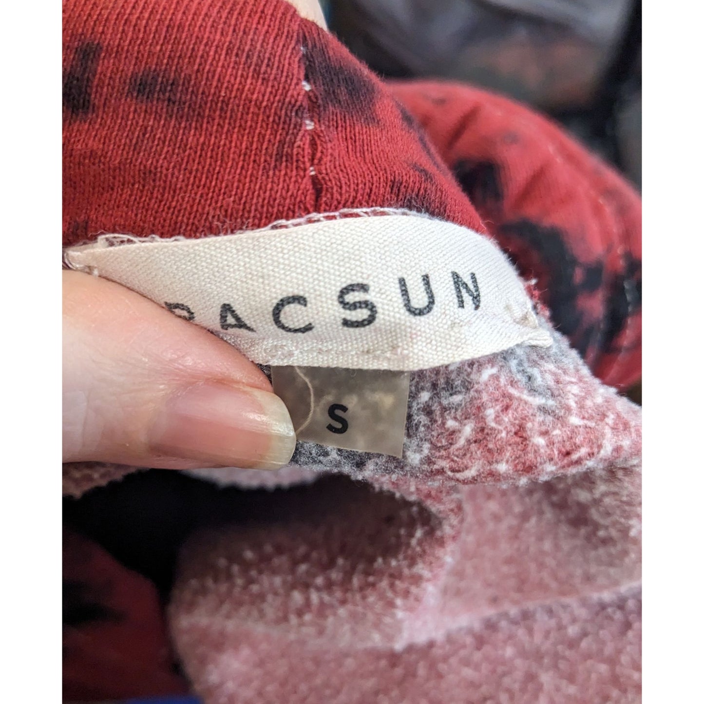 PacSun Womens Tie-Dye Hoodie Dreams Print Red & Black Size Small