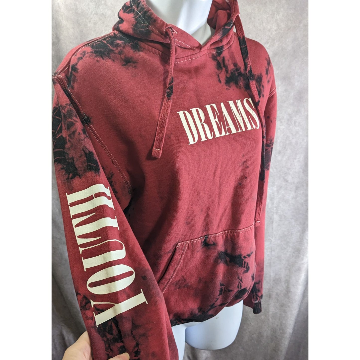 PacSun Womens Tie-Dye Hoodie Dreams Print Red & Black Size Small