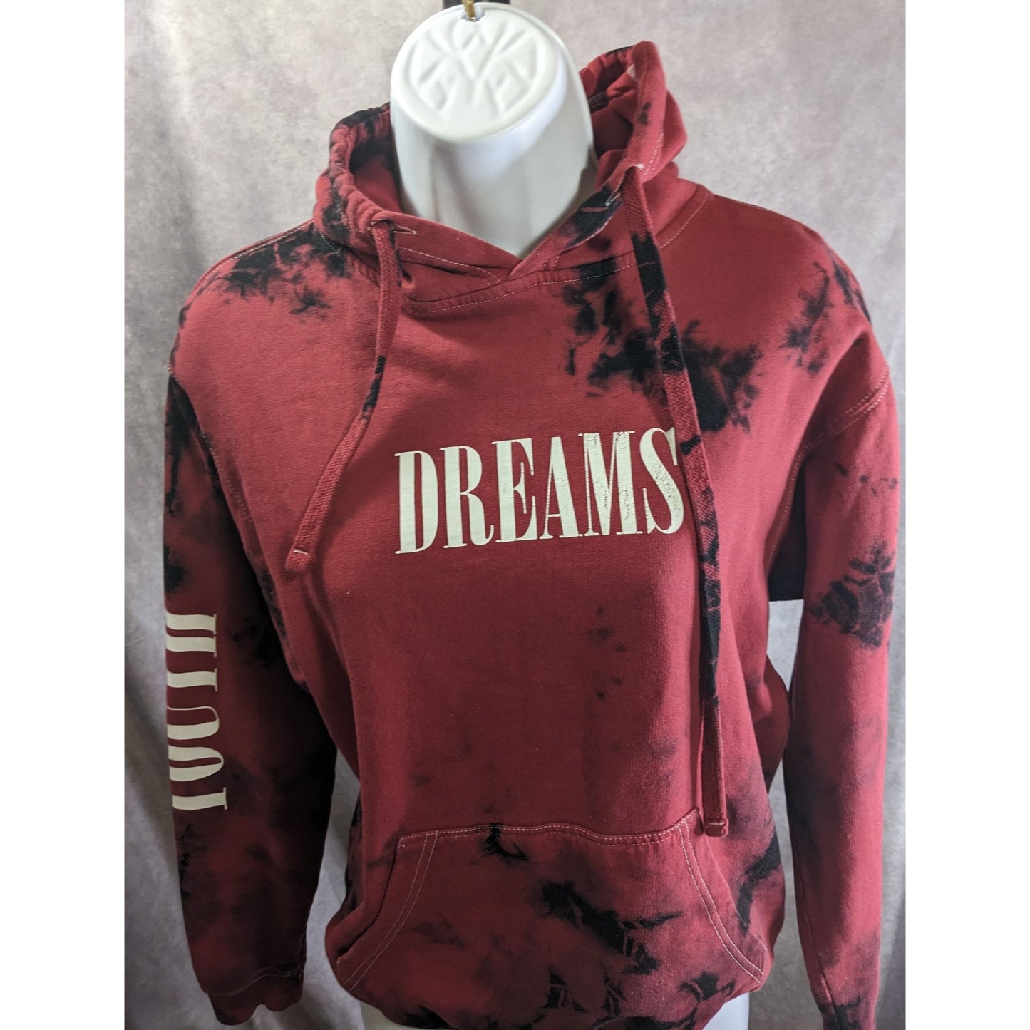 PacSun Womens Tie-Dye Hoodie Dreams Print Red & Black Size Small