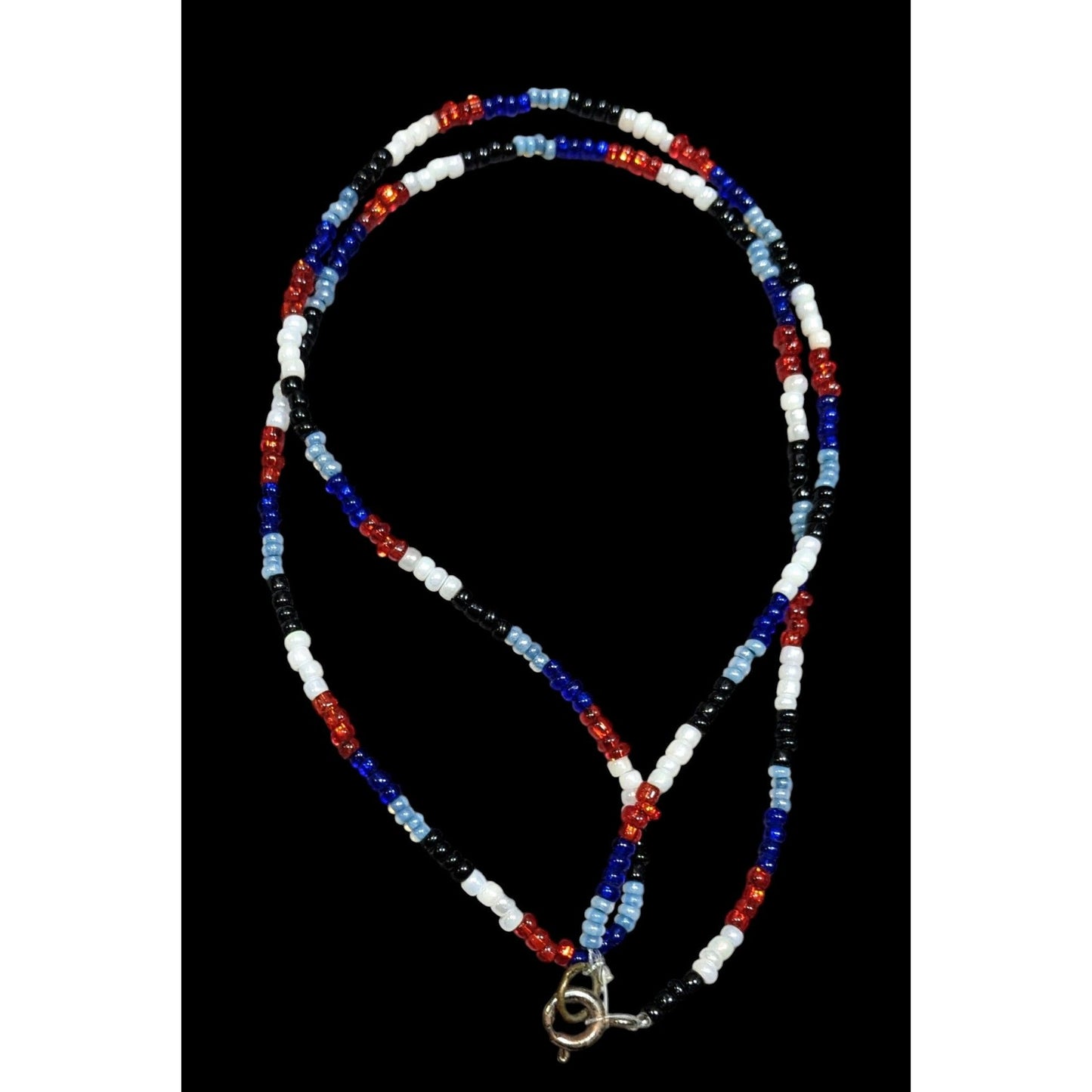 Casual Red White Blue And Black Glass Beaded Necklace