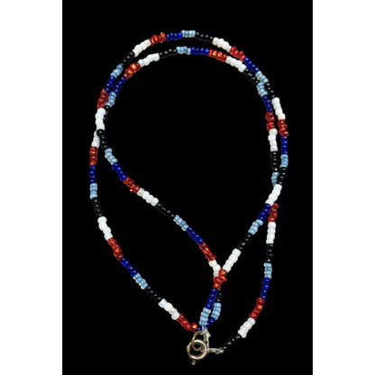 Casual Red White Blue And Black Glass Beaded Necklace