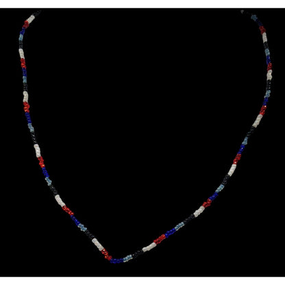 Casual Red White Blue And Black Glass Beaded Necklace