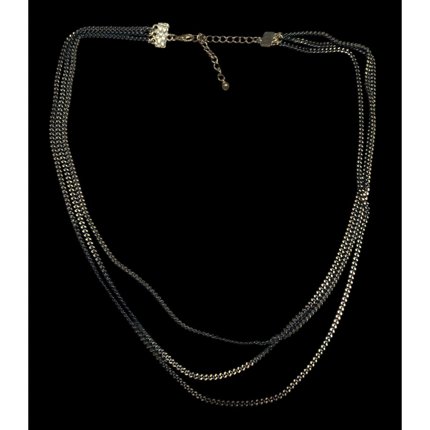 Dark Elegant Black And Gold Tone Multilayer Chain Necklace