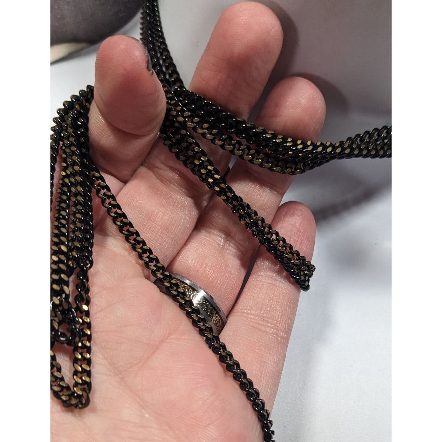 Dark Elegant Black And Gold Tone Multilayer Chain Necklace