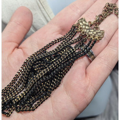 Dark Elegant Black And Gold Tone Multilayer Chain Necklace