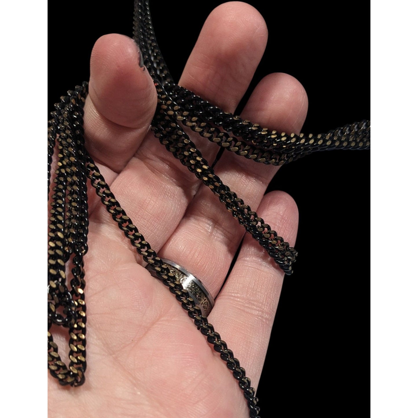 Dark Elegant Black And Gold Tone Multilayer Chain Necklace