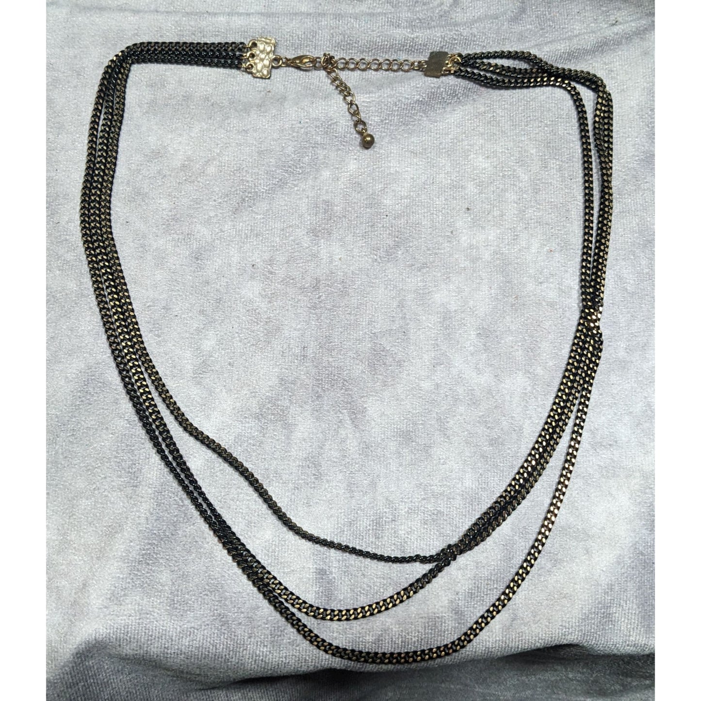 Dark Elegant Black And Gold Tone Multilayer Chain Necklace