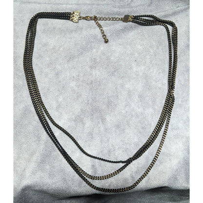Dark Elegant Black And Gold Tone Multilayer Chain Necklace