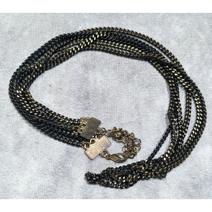 Dark Elegant Black And Gold Tone Multilayer Chain Necklace