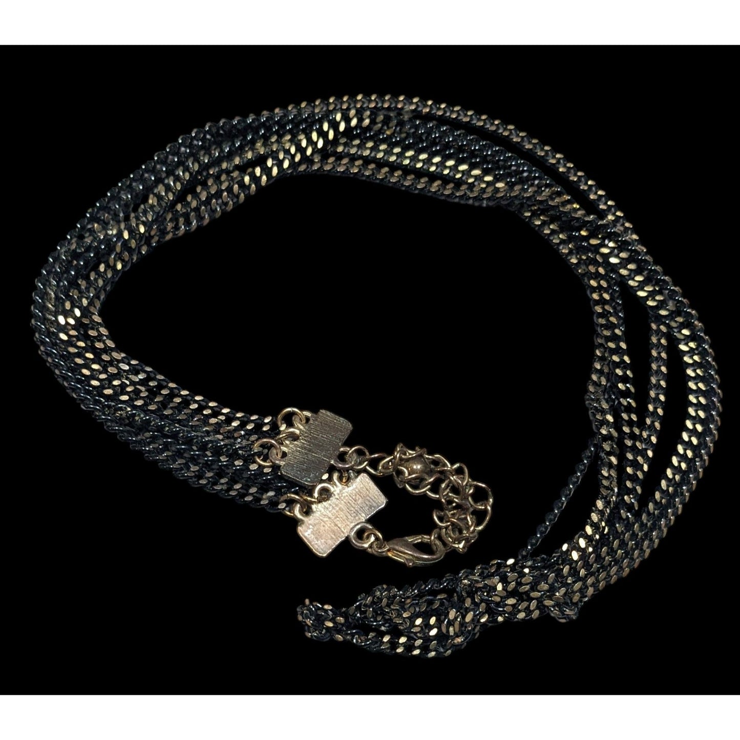 Dark Elegant Black And Gold Tone Multilayer Chain Necklace