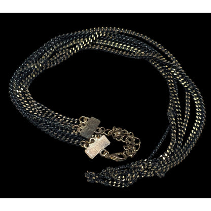 Dark Elegant Black And Gold Tone Multilayer Chain Necklace