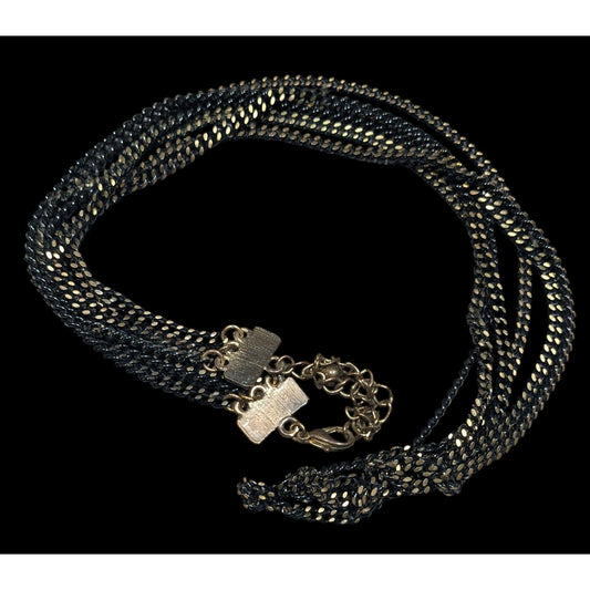 Dark Elegant Black And Gold Tone Multilayer Chain Necklace