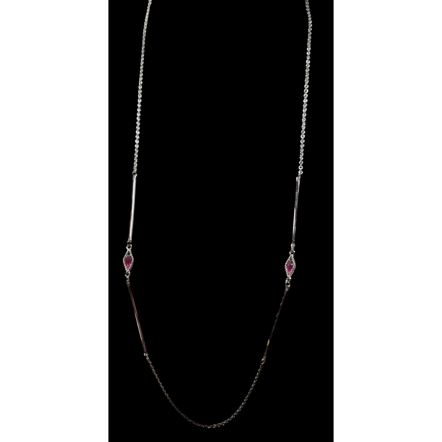 Vintage 70s Sarah Coventry "Serenade" Flapper Style Silver Tone And Pink Necklace