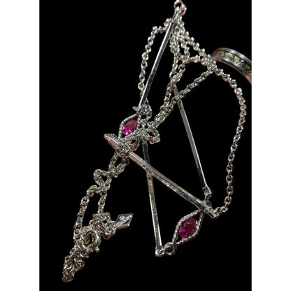 Vintage 70s Sarah Coventry "Serenade" Flapper Style Silver Tone And Pink Necklace