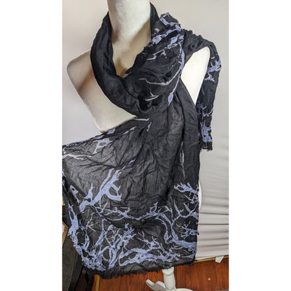 Witchy Gothic Spooky Tree Branch Black And Light Purple Lightweight Scarf