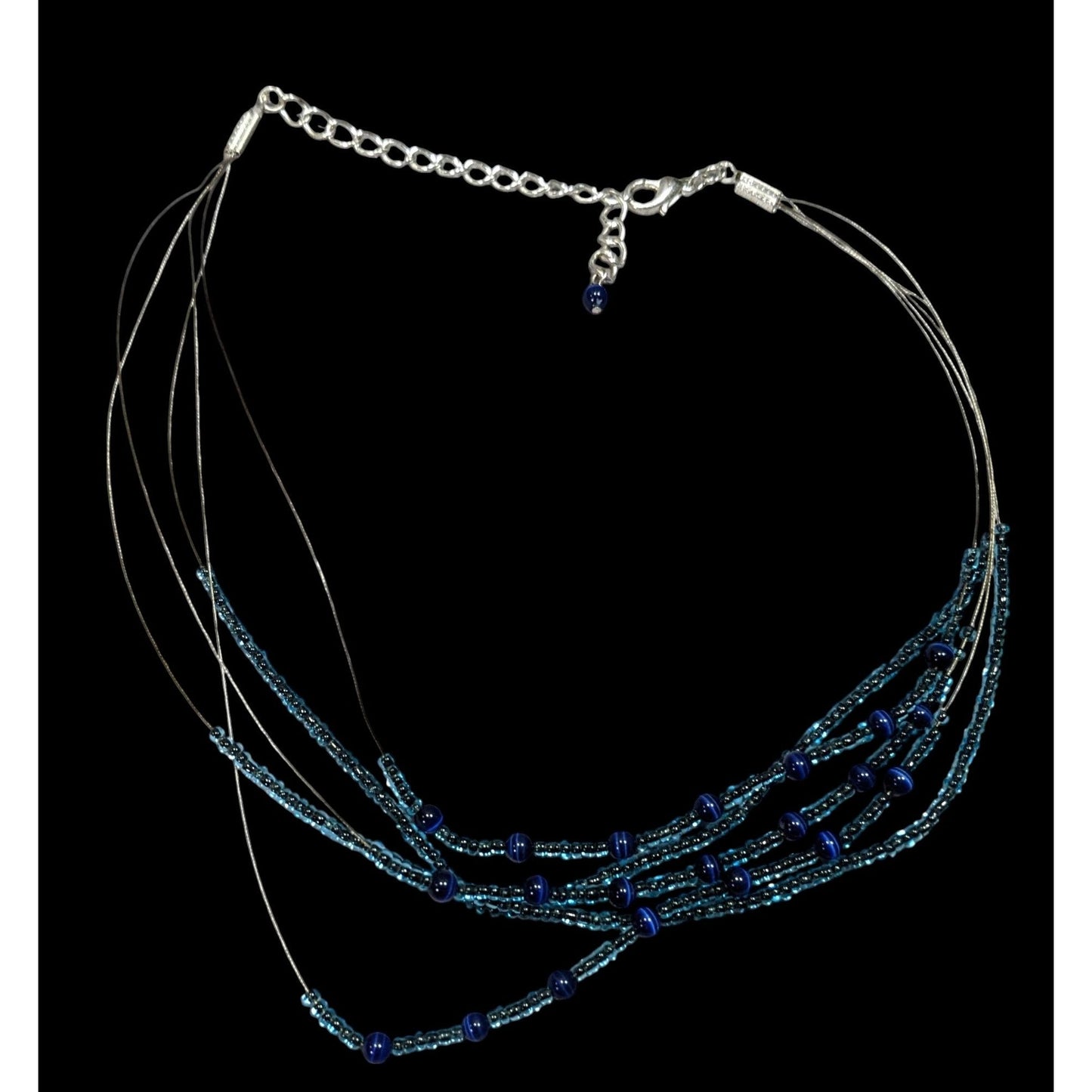 Casual Multilayer Blue Glass Beaded Necklace