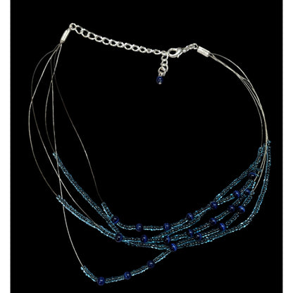 Casual Multilayer Blue Glass Beaded Necklace