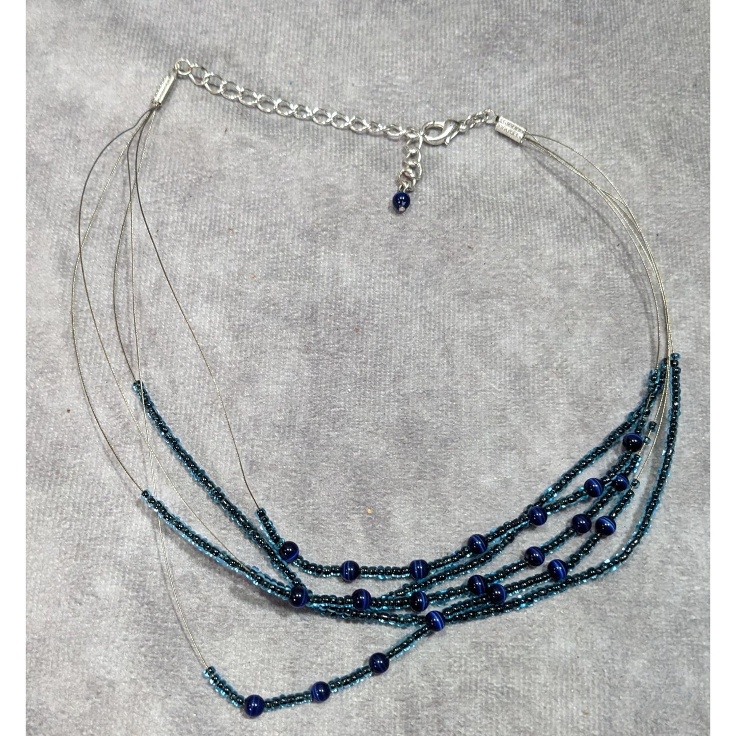 Casual Multilayer Blue Glass Beaded Necklace