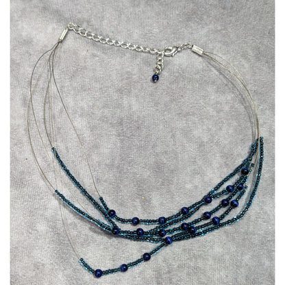 Casual Multilayer Blue Glass Beaded Necklace