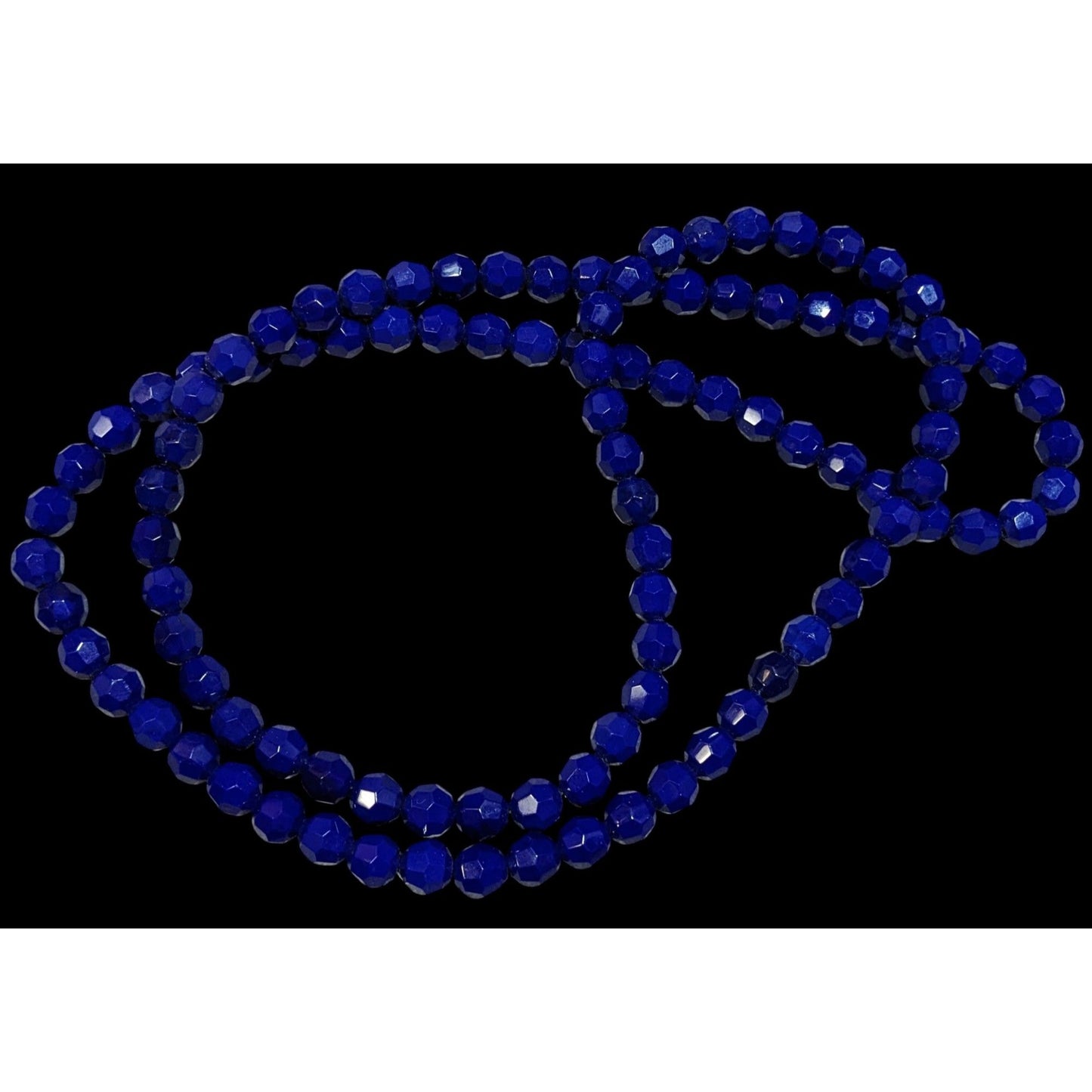 Dark Elegant Blue Faceted Glass Beaded Necklace