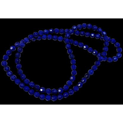 Dark Elegant Blue Faceted Glass Beaded Necklace