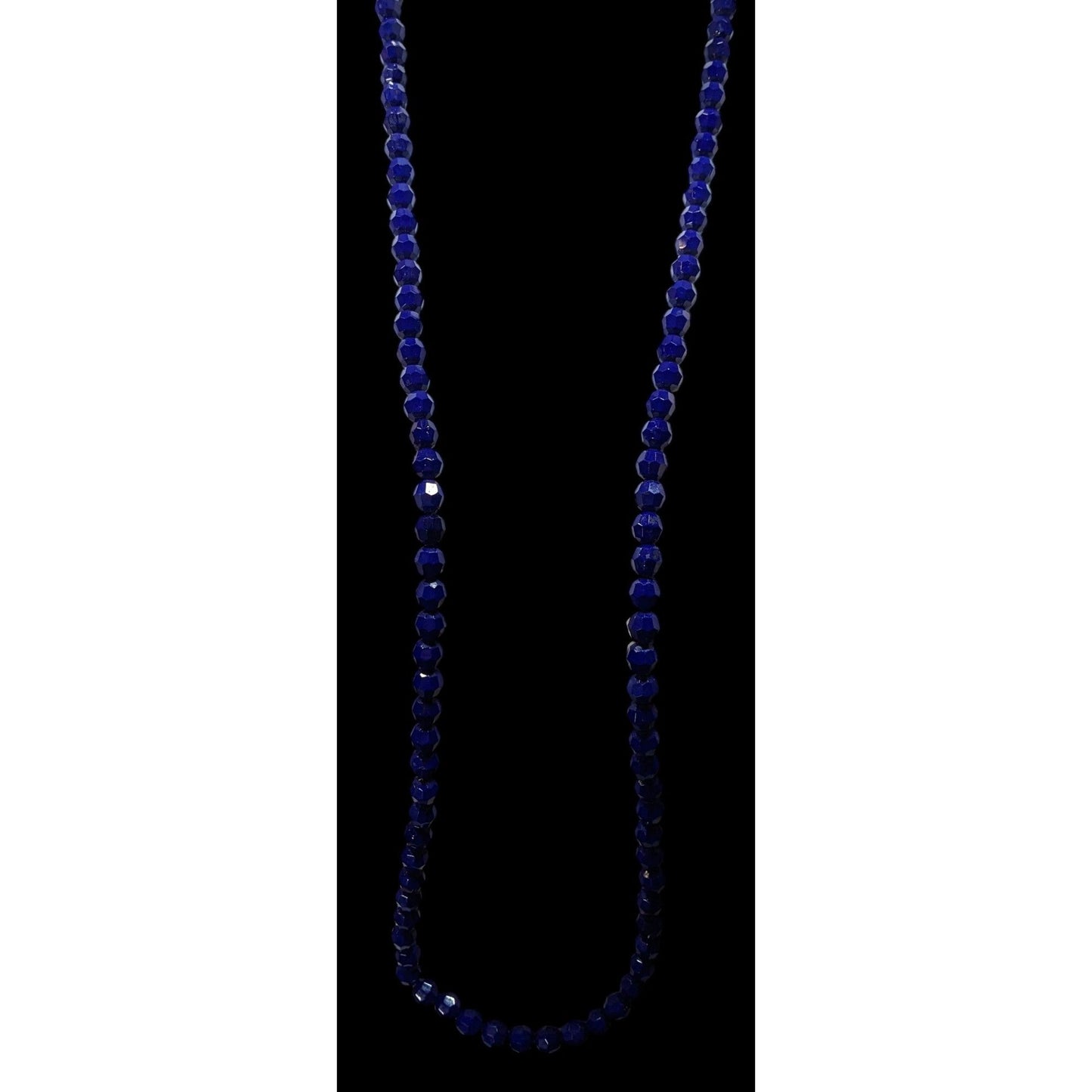 Dark Elegant Blue Faceted Glass Beaded Necklace