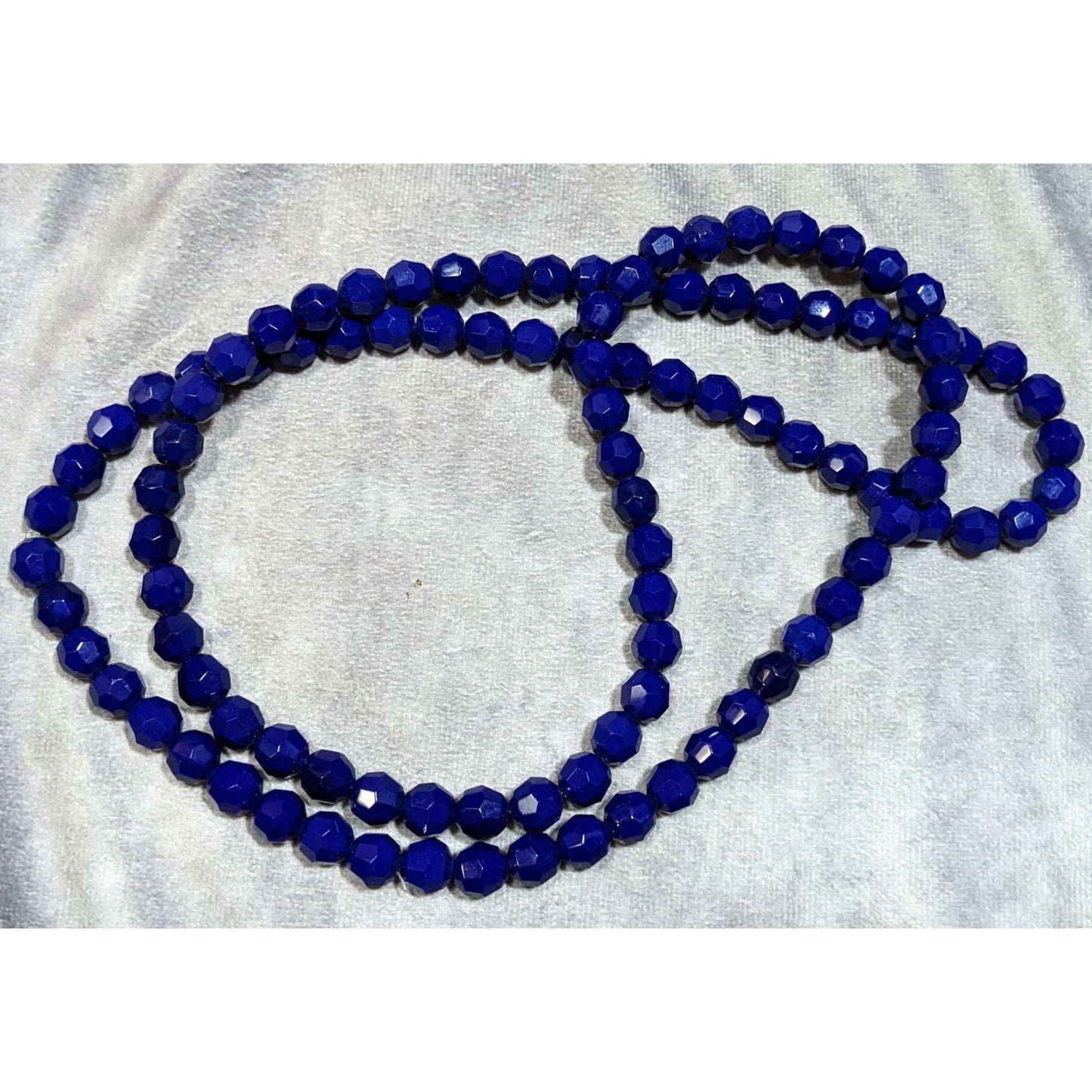 Dark Elegant Blue Faceted Glass Beaded Necklace
