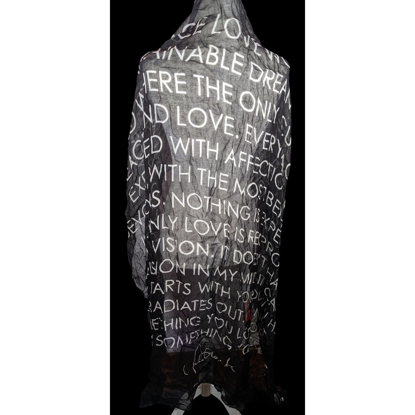 Alina Villasante I Am Love Black Semi Sheer Scarf/Shawl/Wrap