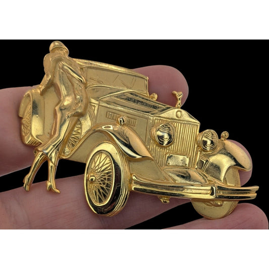 Vintage Parklane Jonette Jewelry Car With Flapper Brooch