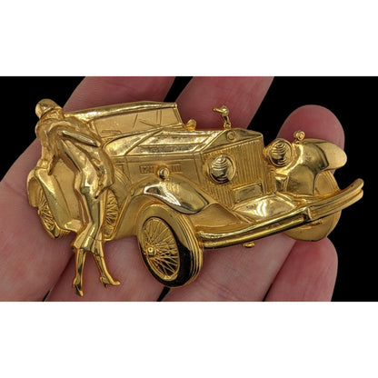Vintage Parklane Jonette Jewelry Car With Flapper Brooch