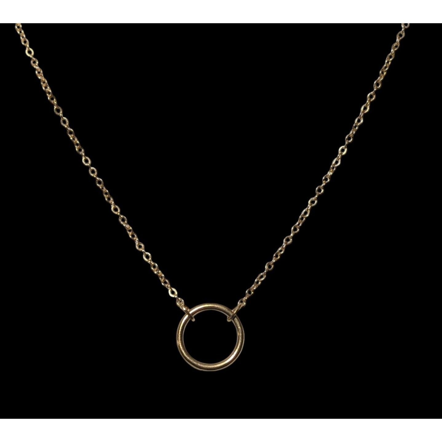 Minimalist Gold Tone Hoop Pendant Chain Necklace