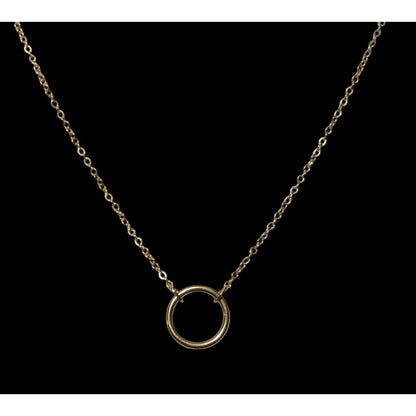 Minimalist Gold Tone Hoop Pendant Chain Necklace