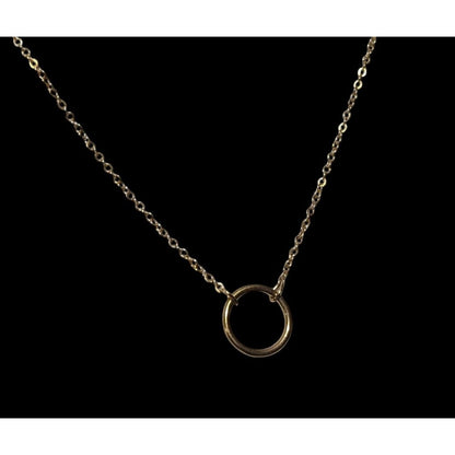 Minimalist Gold Tone Hoop Pendant Chain Necklace