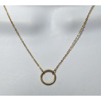 Minimalist Gold Tone Hoop Pendant Chain Necklace