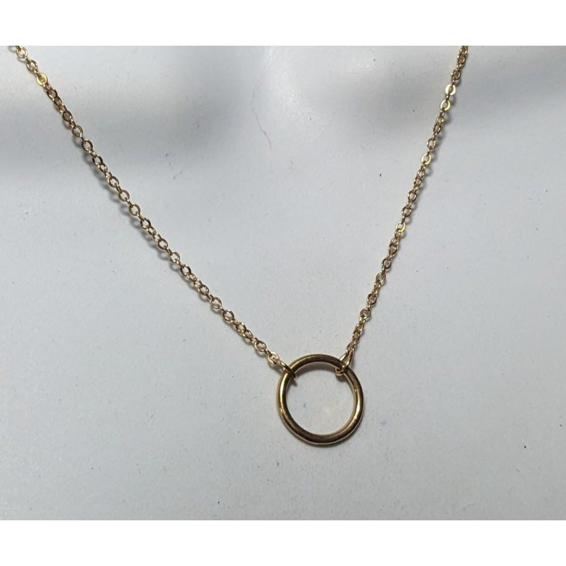 Minimalist Gold Tone Hoop Pendant Chain Necklace