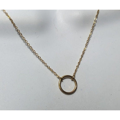 Minimalist Gold Tone Hoop Pendant Chain Necklace