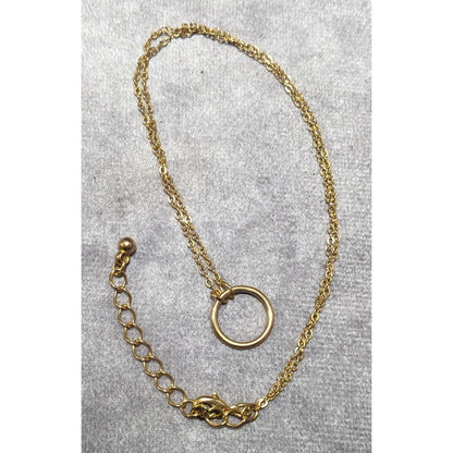 Minimalist Gold Tone Hoop Pendant Chain Necklace