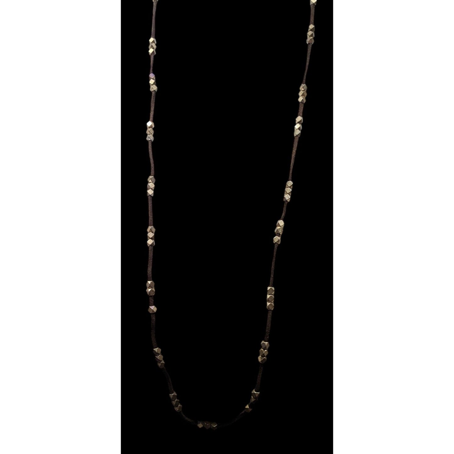 Bohemian Festival Suede Gold Tone Beaded Necklace/Wrap Bracelet