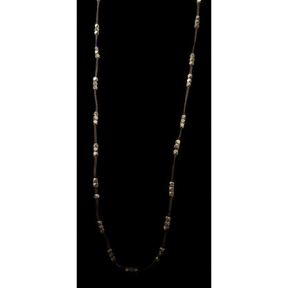 Bohemian Festival Suede Gold Tone Beaded Necklace/Wrap Bracelet