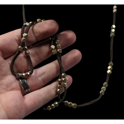 Bohemian Festival Suede Gold Tone Beaded Necklace/Wrap Bracelet