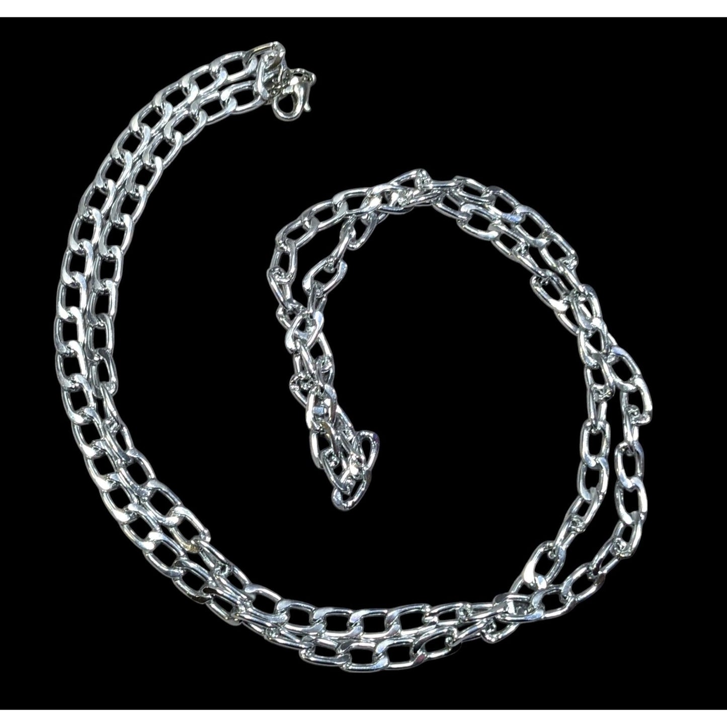 Bright Silver Tone Lightweight Aluminum Chain Necklace