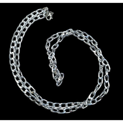 Bright Silver Tone Lightweight Aluminum Chain Necklace