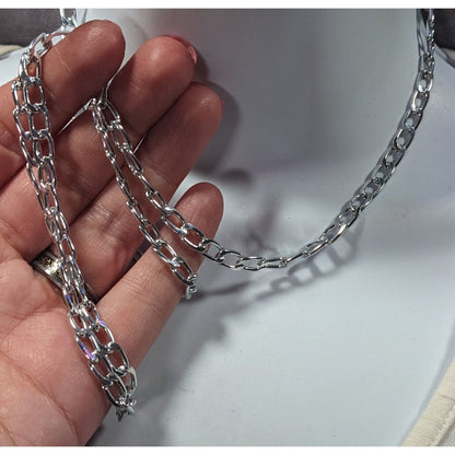 Bright Silver Tone Lightweight Aluminum Chain Necklace