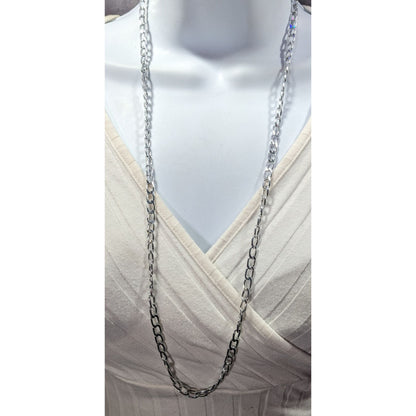 Bright Silver Tone Lightweight Aluminum Chain Necklace