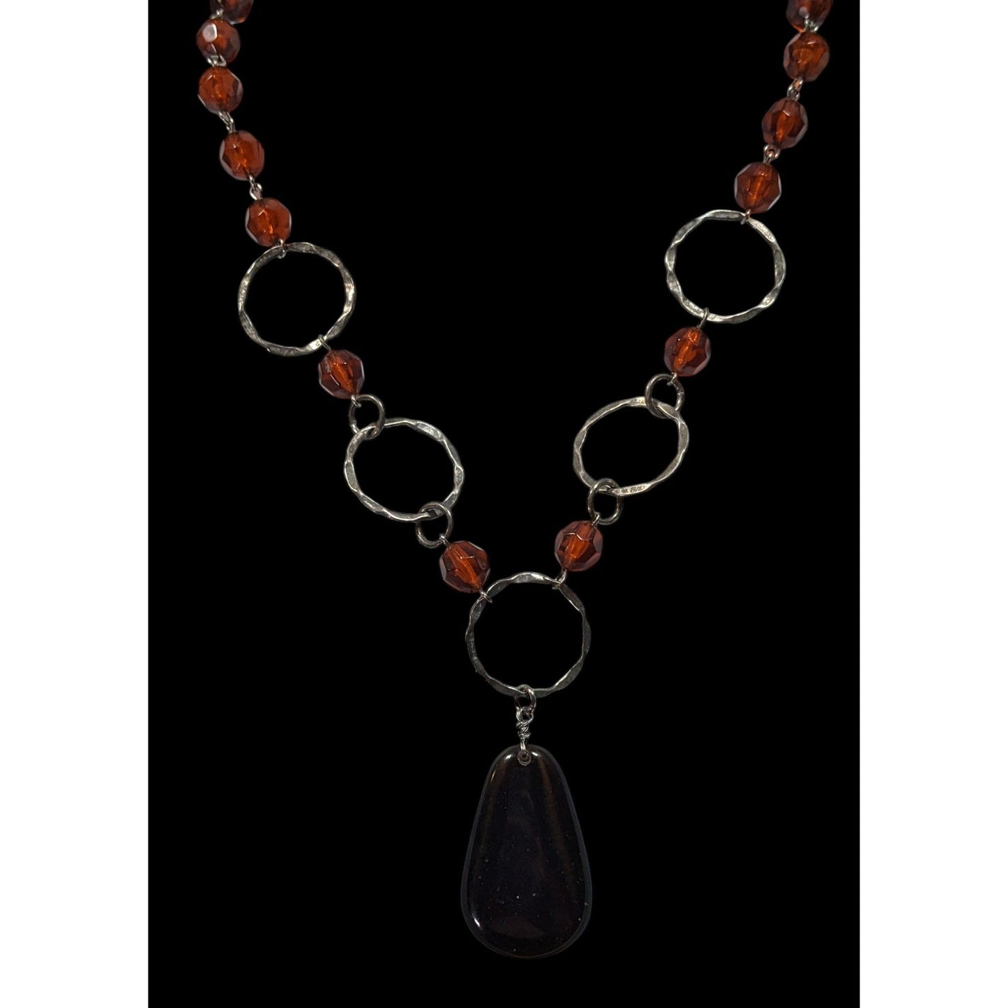 Retro Brown Beaded Rustic Teardrop Necklace
