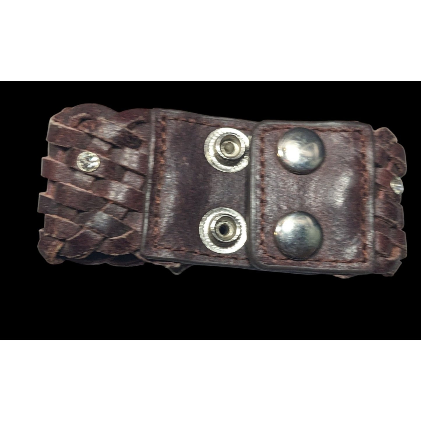 Cowgirl Glam Floral Braided Leather Rhinestone Bracelet