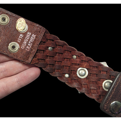 Cowgirl Glam Floral Braided Leather Rhinestone Bracelet