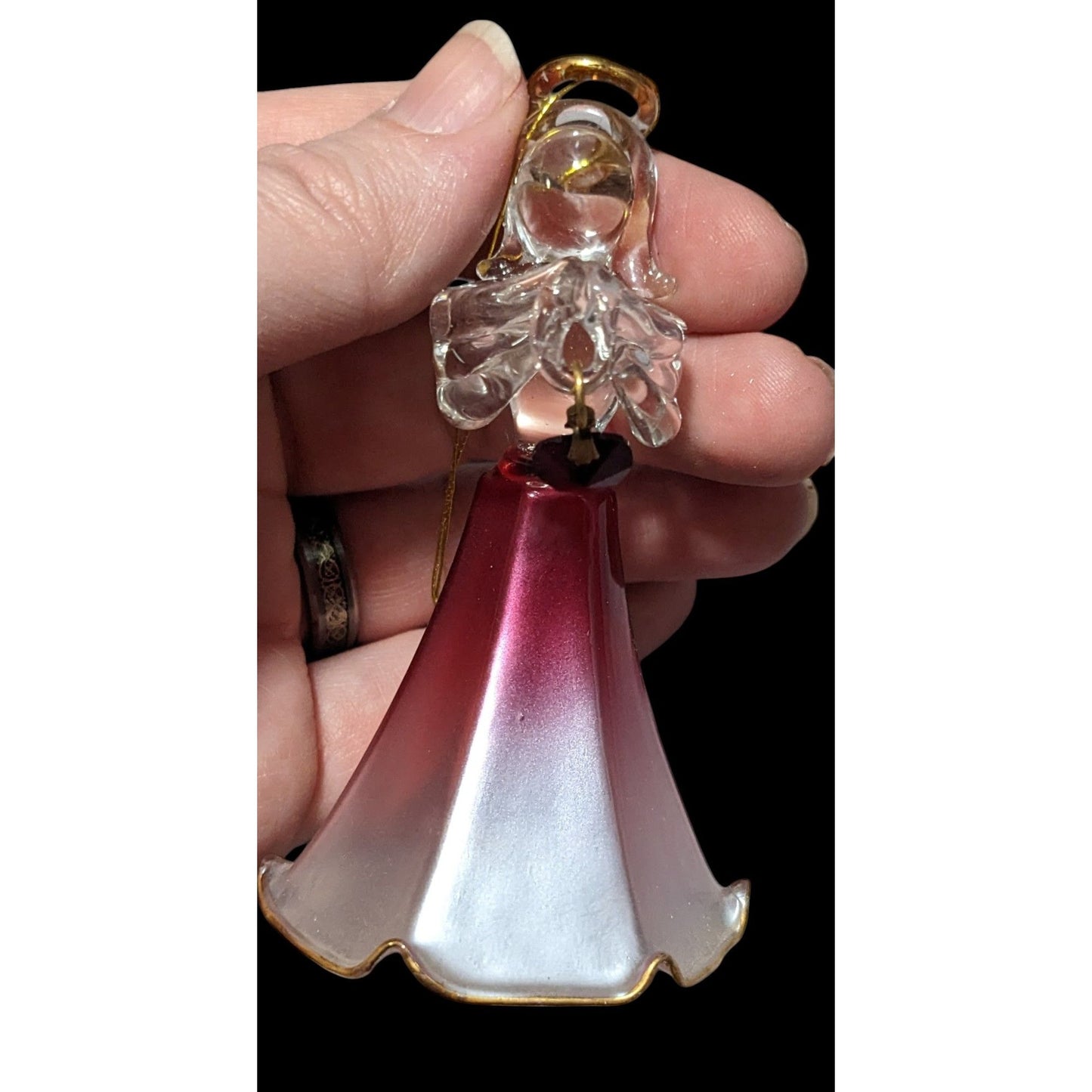 July Ruby Glass Birthday Angel Figurine Ornament