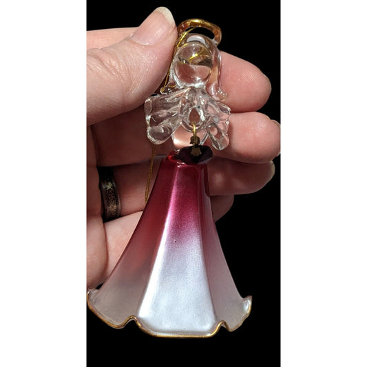 July Ruby Glass Birthday Angel Figurine Ornament
