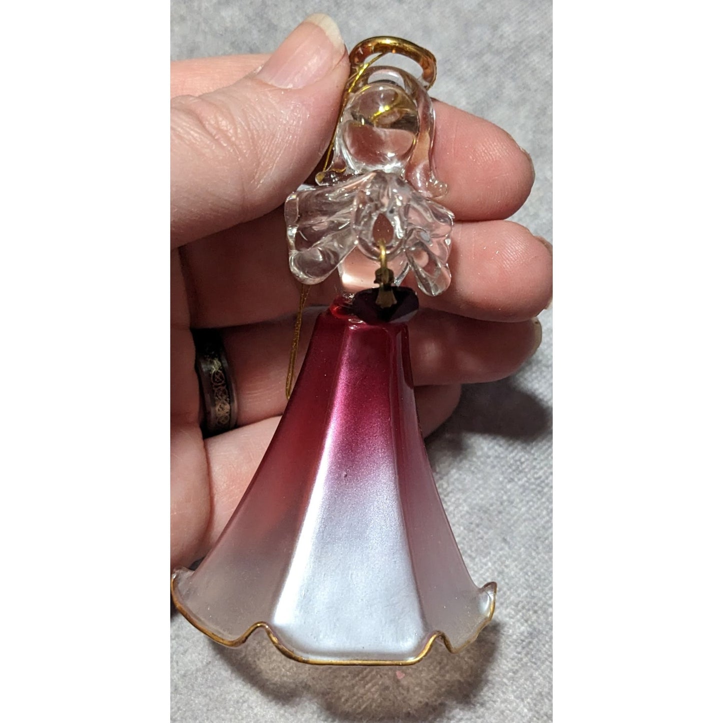 July Ruby Glass Birthday Angel Figurine Ornament